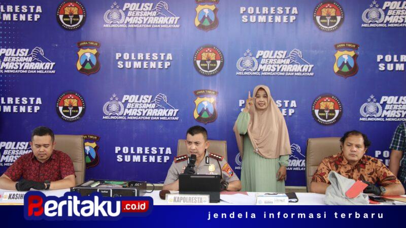 Foto: Kapolresta Sumenep Kombes Pol. Ariek Indra Sentanu, S.H., S.I.K., M.H. (tengah) didampingi Kasat Reskrim Kompol Bambang Tri Sutrisno dan PS. Kasi Humas IPDA Ach. Putrawardana saat menggelar konferensi pers pengungkapan 9 kasus kejahatan dalam Operasi Sikat Semeru 2026.