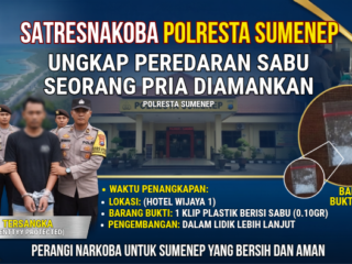 Gerebek Gudang Hotel di Kota Sumenep, Polresta Sumenep Tangkap Pria Paruh Baya Beserta Sabu