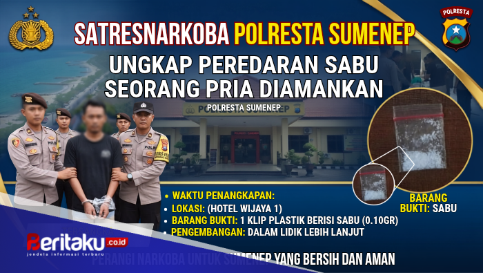 Satresnarkoba Polresta Sumenep Amankan Pria 52 Tahun di Hotel