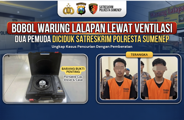 Manjat Lewat Ventilasi, Dua Pemuda Pengangguran di Sumenep Bobol Warung Lalapan dan Rusak CCTV