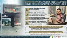 Foto: Infografis poin-poin penyataan tegas tokoh hukum Zamrud Khan mengenai standar pelayanan BPJS Kesehatan dan pengawasan izin praktik dokter dalam kasus meninggalnya Moh. Firman Ramadhani di RS BHC Sumenep.
