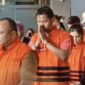 Foto: Para tersangka kasus dugaan korupsi Dana Siap Pakai (DSP) kebencanaan di lingkungan BNPB saat digiring petugas menuju Rutan KPK usai penetapan status hukum di Jakarta.