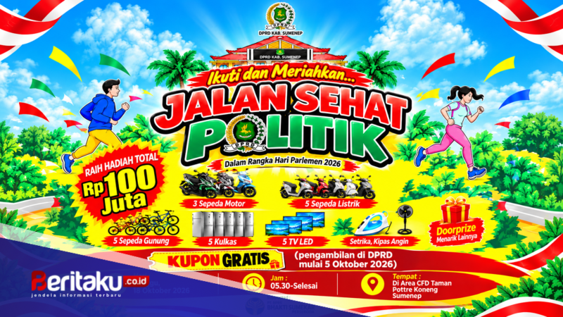 Foto: Poster resmi acara Jalan Sehat Politik Hari Parlemen 2026 yang digelar DPRD Kabupaten Sumenep dengan total hadiah mencapai Rp100 juta.