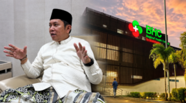 Foto: Ketua Komisi IV DPRD Sumenep Mulyadi (kiri), bersanding dengan tampilan fisik gedung RS BHC Sumenep (kanan).