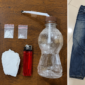 Foto: Deretan barang bukti berupa dua poket plastik klip sabu, alat isap bong dari botol plastik, pipet kaca, tisu, korek api gas, satu unit ponsel, serta celana jeans yang disita petugas Satresnarkoba Polresta Sumenep dari dua terduga pelaku di Desa Lenteng Timur.